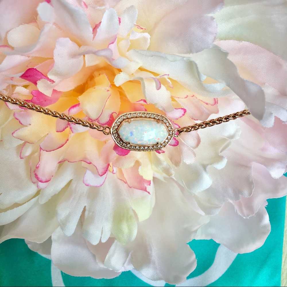 Rare Kendra Scott Rose Gold Opal Eve pave bracelet